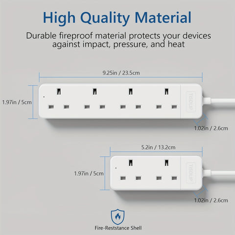 4‑Way UK Extension Lead, 1.8 m  13A 250V, Wall‑Mountable