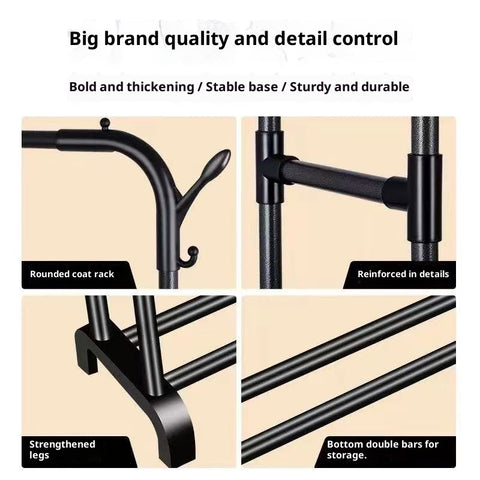 Double-Rail Rolling Clothes Rack – Heavy-Duty Freestanding Metal Garment Rack on Wheels with Space-Saving Design for Clothes, Coats & Shoes in Bedroom, Closet or Entryway