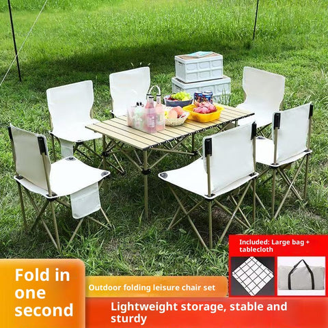 Compact Folding Camping & Picnic Table – Lightweight Portable Utility Table with Handbag-Style Fold, Quick-Assembly Design for Indoor/Outdoor BBQs, Parties & Tailgates (Black & White)