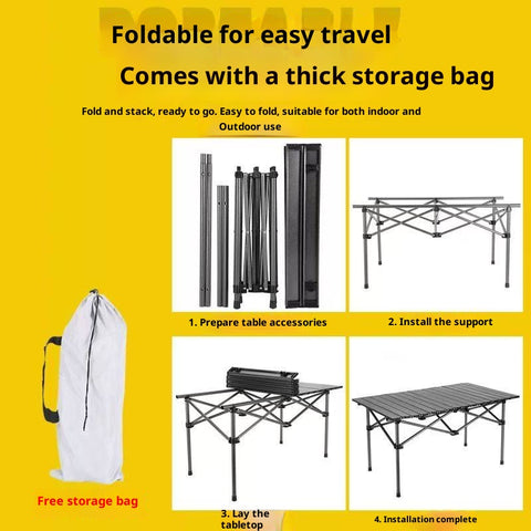 Compact Folding Camping & Picnic Table – Lightweight Portable Utility Table with Handbag-Style Fold, Quick-Assembly Design for Indoor/Outdoor BBQs, Parties & Tailgates (Black & White)