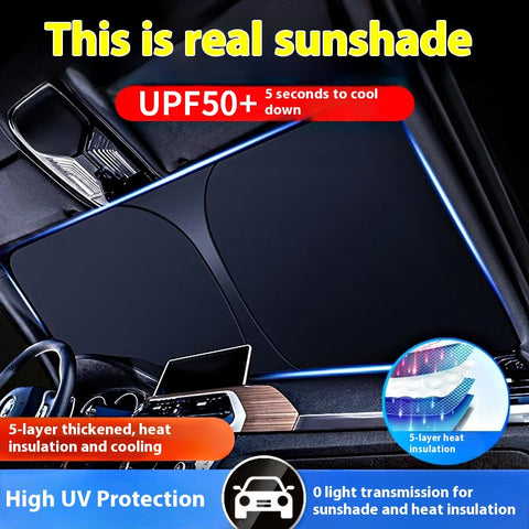 Retractable Windshield Sunshade  Foldable Car Sun Visor, UV/Heat Block, Portable Storage