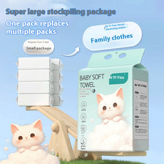 Extra-Large Disposable Facial Towels, Hanging Design & Lint-Free, Pure Cotton for Makeup Removal, 150-Count Ultra-Large Pack.
