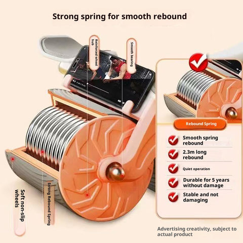 Adjustable Ab Roller Wheel with Elbow Support & Phone Holder – Double-Wheel Stability, Non-Slip Grip, Portable Core Trainer for Abs, Arms & Back (Blue / Pink)