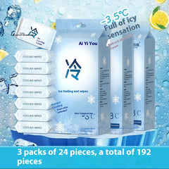 Portable & Cooling Wet Wipes, Mini Single-Use Tissues, Refreshing & Menthol Scent, 64-Count Family Pack.