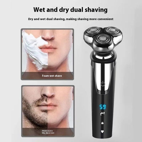 Digital Display Electric Shaver for Men  3D Floating Heads, USB Rechargeable, Smart LCD