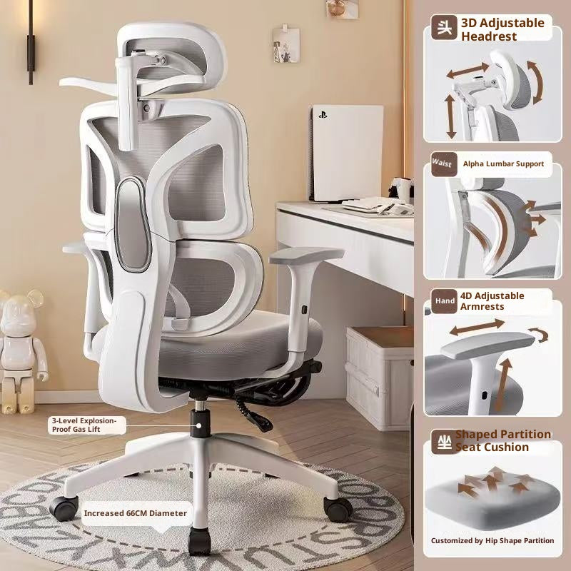 Ultimate Comfort Ergonomic Office Chair with Footrest – Breathable Mesh S‑Shaped Back, Memory Foam Seat & 3D Armrests for Home Office and Gaming