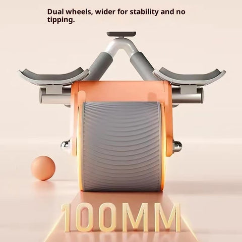 Adjustable Ab Roller Wheel with Elbow Support & Phone Holder – Double-Wheel Stability, Non-Slip Grip, Portable Core Trainer for Abs, Arms & Back (Blue / Pink)