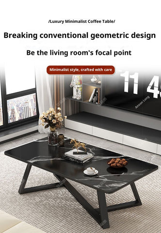 Modern Coffee Table with Black Marble-Like Top – Compact Space-Saving Design, Sturdy Metal Frame, Easy Assembly for Small Apartments & Living Rooms
