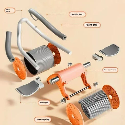 Adjustable Ab Roller Wheel with Elbow Support & Phone Holder – Double-Wheel Stability, Non-Slip Grip, Portable Core Trainer for Abs, Arms & Back (Blue / Pink)