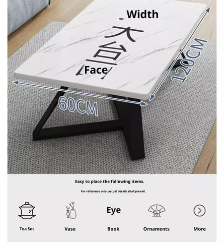 Modern Coffee Table with Black Marble-Like Top – Compact Space-Saving Design, Sturdy Metal Frame, Easy Assembly for Small Apartments & Living Rooms