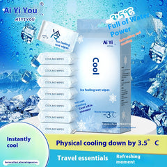 Portable & Cooling Wet Wipes, Mini Single-Use Tissues, Refreshing & Menthol Scent, 64-Count Family Pack.