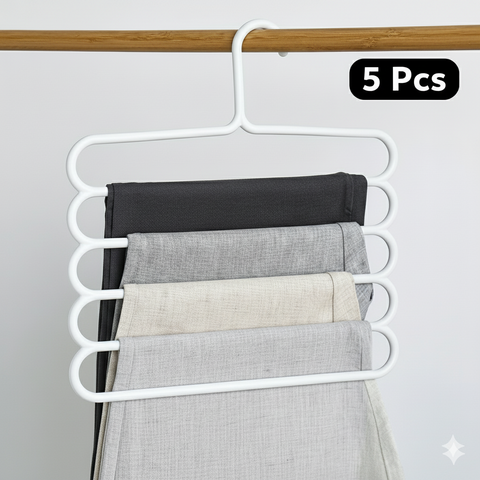 Heavy Duty 5 Tier Pants Hangers Non Slip Plastic, Vertical Space Saving Closet Organizer