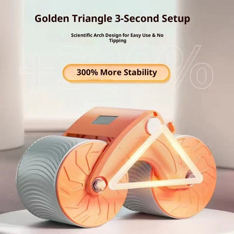 Adjustable Ab Roller Wheel with Elbow Support & Phone Holder – Double-Wheel Stability, Non-Slip Grip, Portable Core Trainer for Abs, Arms & Back (Blue / Pink)