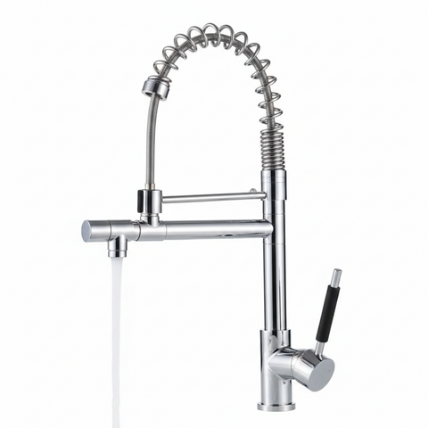 Stainless Steel Kitchen Faucet Hot & Cold Mixer Tap – Single‑Handle Deck‑Mount Sink Faucet with 360° Swivel Spout, Easy Install, Modern Kitchen Tap for Stainless/Vegetable Wash Basin (Silver)