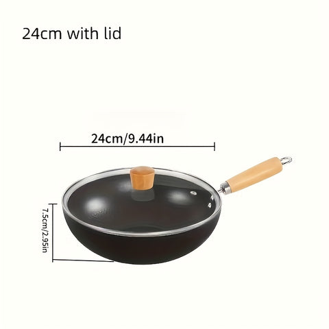 18 cm / 24 cm Nonstick Pan Set with Wooden Handles — All‑Stovetop, Heat Resistant, Stir Fry & Everyday Cooking