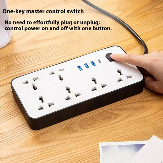 6-Outlet UK Power Strip with Surge Protector - 3 USB Ports, 1.8M Cord, Multi-Socket Extension Cord