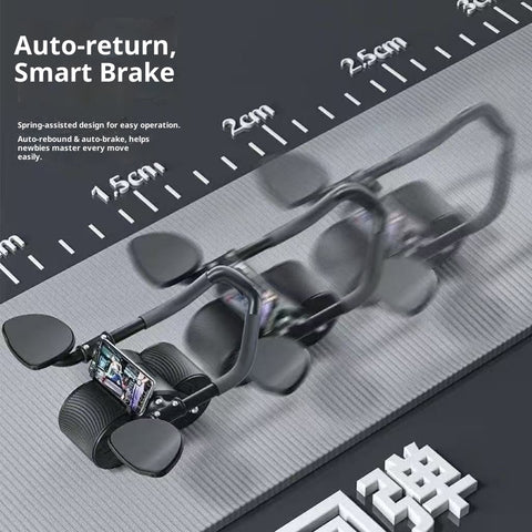 Adjustable Ab Roller Wheel with Elbow Support & Phone Holder – Double-Wheel Stability, Non-Slip Grip, Portable Core Trainer for Abs, Arms & Back (Blue / Pink)