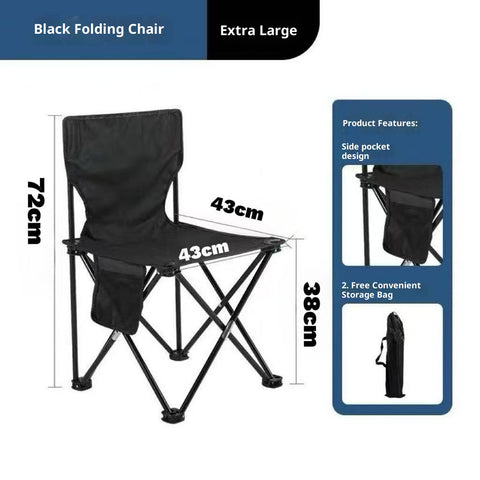 Heavy-Duty Folding Fishing & Camping Chair – Portable Ergonomic Outdoor Chair with Thickened Bracket, Large Armrests & Lightweight Frame, Supports up to 250 kg for Beach, Picnic & Travel