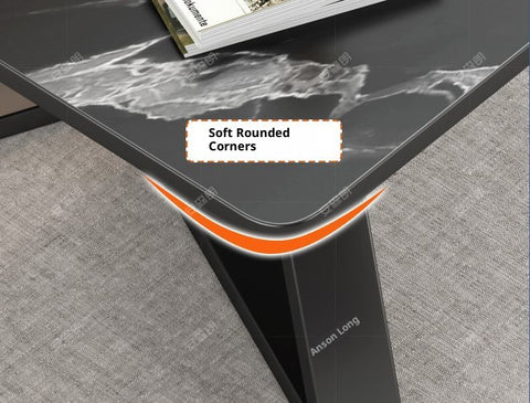 Modern Coffee Table with Black Marble-Like Top – Compact Space-Saving Design, Sturdy Metal Frame, Easy Assembly for Small Apartments & Living Rooms