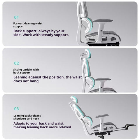 Ultimate Ergonomic Desk Chair – 4‑Way Lumbar Support, 6‑Way Headrest, 3D Seat Cushion & Footrest, High‑Back Mesh for Home Office