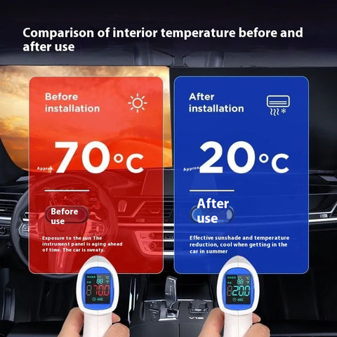 Retractable Windshield Sunshade  Foldable Car Sun Visor, UV/Heat Block, Portable Storage