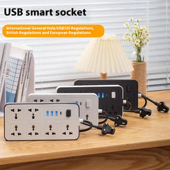 6-Outlet UK Power Strip with Surge Protector - 3 USB Ports, 1.8M Cord, Multi-Socket Extension Cord