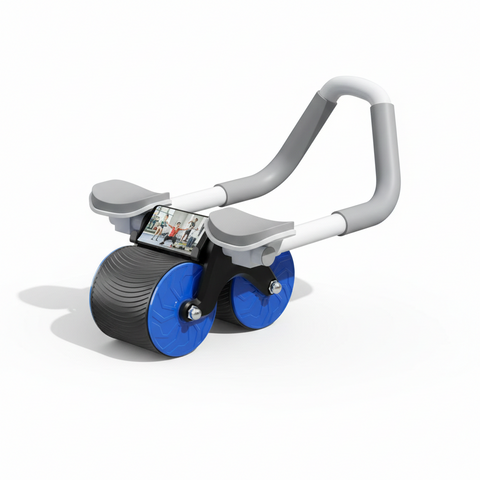 Adjustable Ab Roller Wheel with Elbow Support & Phone Holder – Double-Wheel Stability, Non-Slip Grip, Portable Core Trainer for Abs, Arms & Back (Blue / Pink)