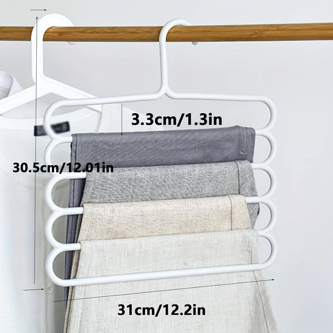 Heavy Duty 5 Tier Pants Hangers Non Slip Plastic, Vertical Space Saving Closet Organizer