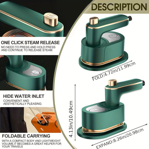 Portable Handheld Garment Steamer  Fast Heating, Ceramic Soleplate, Travel & Home Use