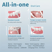 Portable Cordless Water Flosser 3 Modes Oral Irrigator