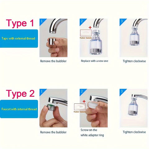 360° Swivel Anti Splash Faucet Aerator High Pressure, Water Saving Nozzle for Kitchen & Bathroom