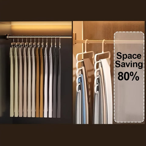 Heavy Duty 5 Tier Pants Hangers Non Slip Plastic, Vertical Space Saving Closet Organizer