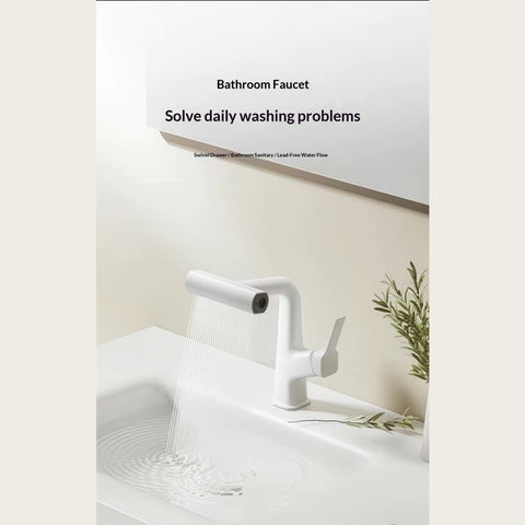 Luxury 3‑Way Waterfall Bathroom Faucet – Triple‑Mode Hot & Cold Single‑Handle Mixer Tap, Deck‑Mount Basin Sink Faucet with G1/2 Inlet & 60 cm Hose, Modern Matte Black Vanity Tap