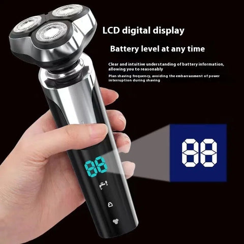 Digital Display Electric Shaver for Men  3D Floating Heads, USB Rechargeable, Smart LCD
