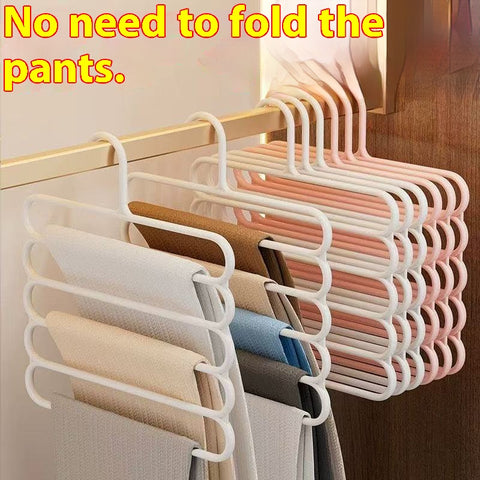 Heavy Duty 5 Tier Pants Hangers Non Slip Plastic, Vertical Space Saving Closet Organizer