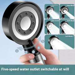 5-Mode High-Pressure Shower Head with Filter - Adjustable Massage Spray & Water Filtration for a Spa-Like Shower