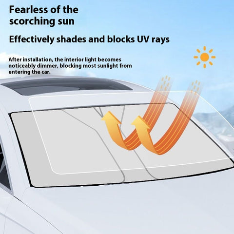 Retractable Windshield Sunshade  Foldable Car Sun Visor, UV/Heat Block, Portable Storage