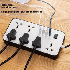 6-Outlet UK Power Strip with Surge Protector - 3 USB Ports, 1.8M Cord, Multi-Socket Extension Cord
