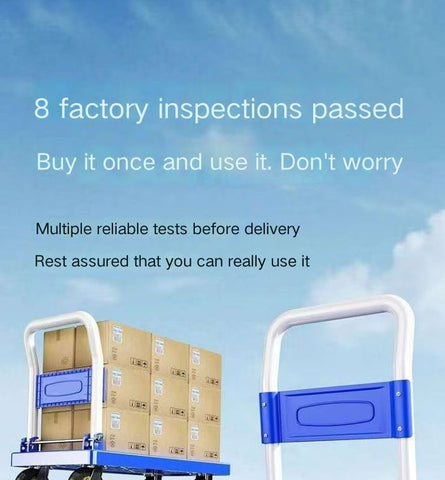 Folding Platform Flat Trolley – Durable Warehouse Hand Truck with Mute Wheels, 150 kg Capacity & Compact Foldable Design (72×43×24 cm), Sturdy Blue for Industrial or Home Use