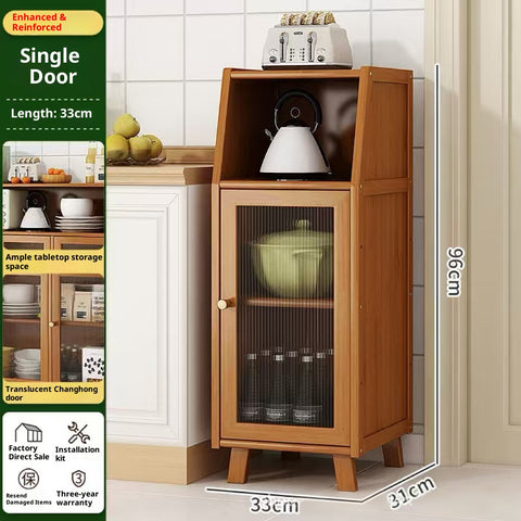 Modern Kitchen Sideboard & Wall-Mounted Storage Cabinet – Multi-Functional Floor Cabinet with Coffee Rack, Tea Cabinet & Rattan Print for Bedroom, Living Room & Kitchen Organization