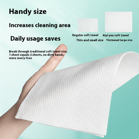 Extra Large Disposable Facial Towels 150 Count, Lint Free Pure Cotton, Hanging Design for Makeup Removal