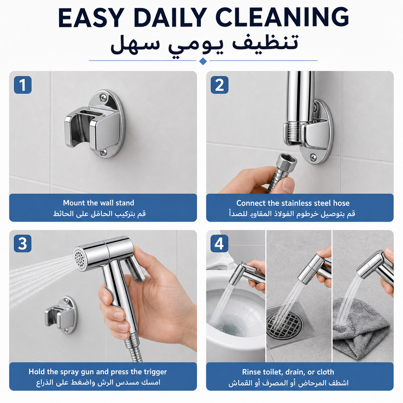 Handheld Bidet Sprayer for Toilet 304 Stainless Steel - 10 usage guide pagegen