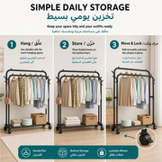 Double-Rail Rolling Clothes Rack - 10 usage guide pagegen