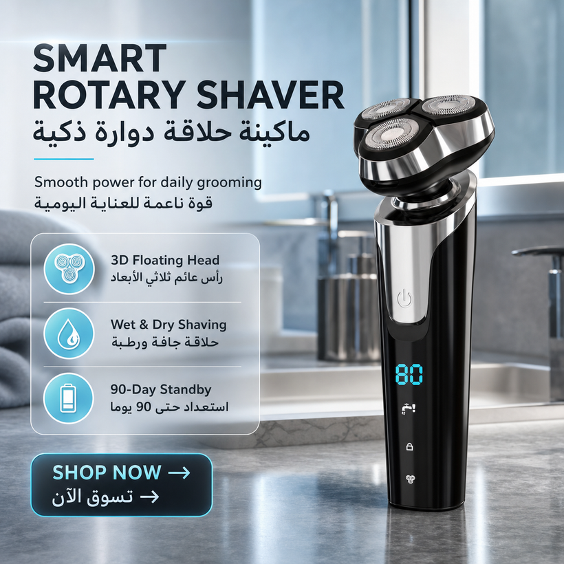 Digital Display Electric Shaver for Men 3D Floating Heads - 01 hero pagegen