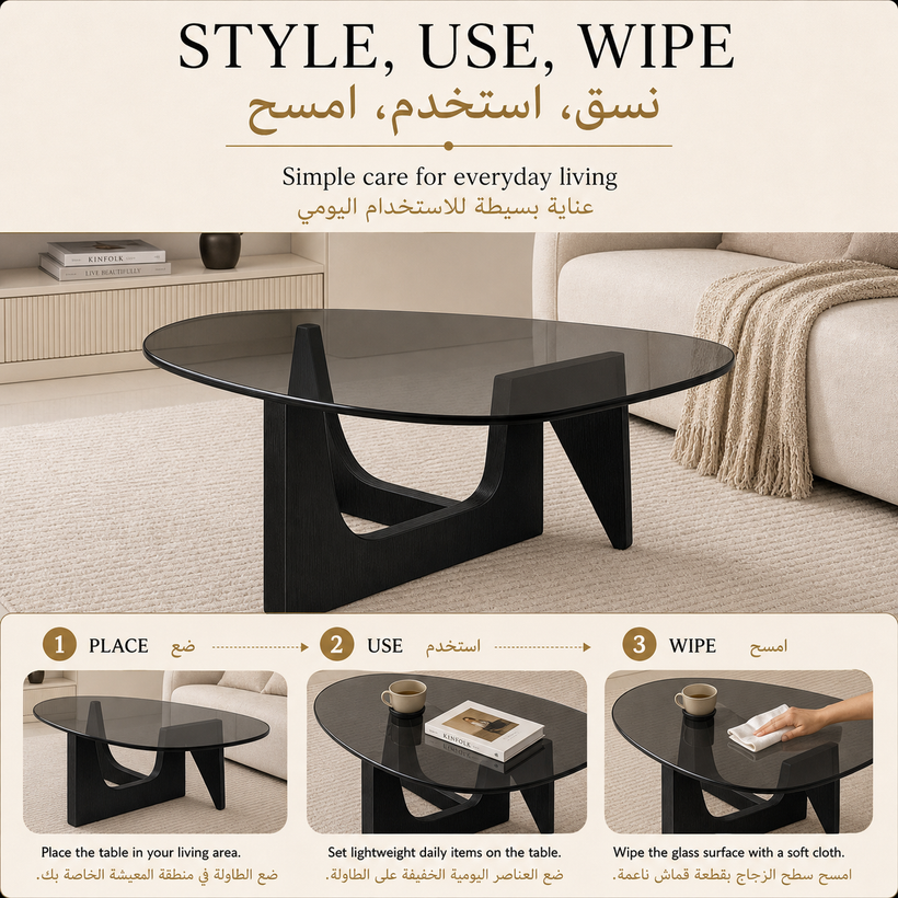 Modern Coffee Table with Black Marble-Like Top - 10 usage guide pagegen
