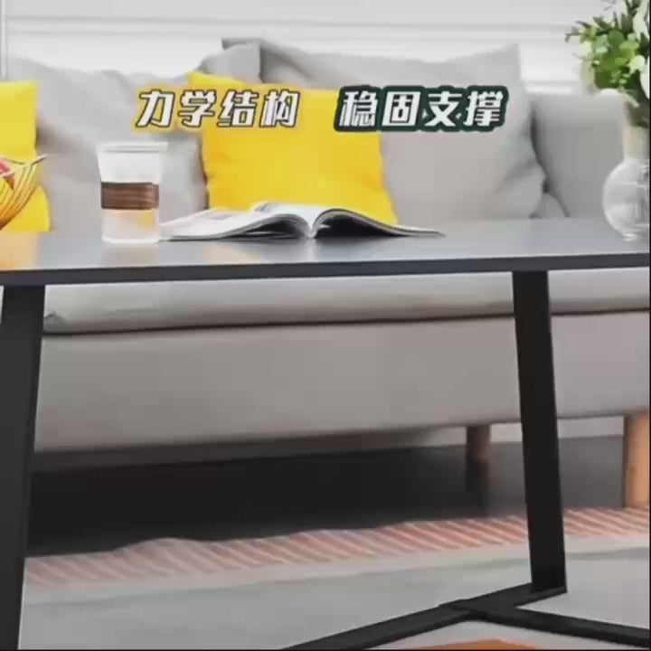 Modern Coffee Table with Black Marble-Like Top